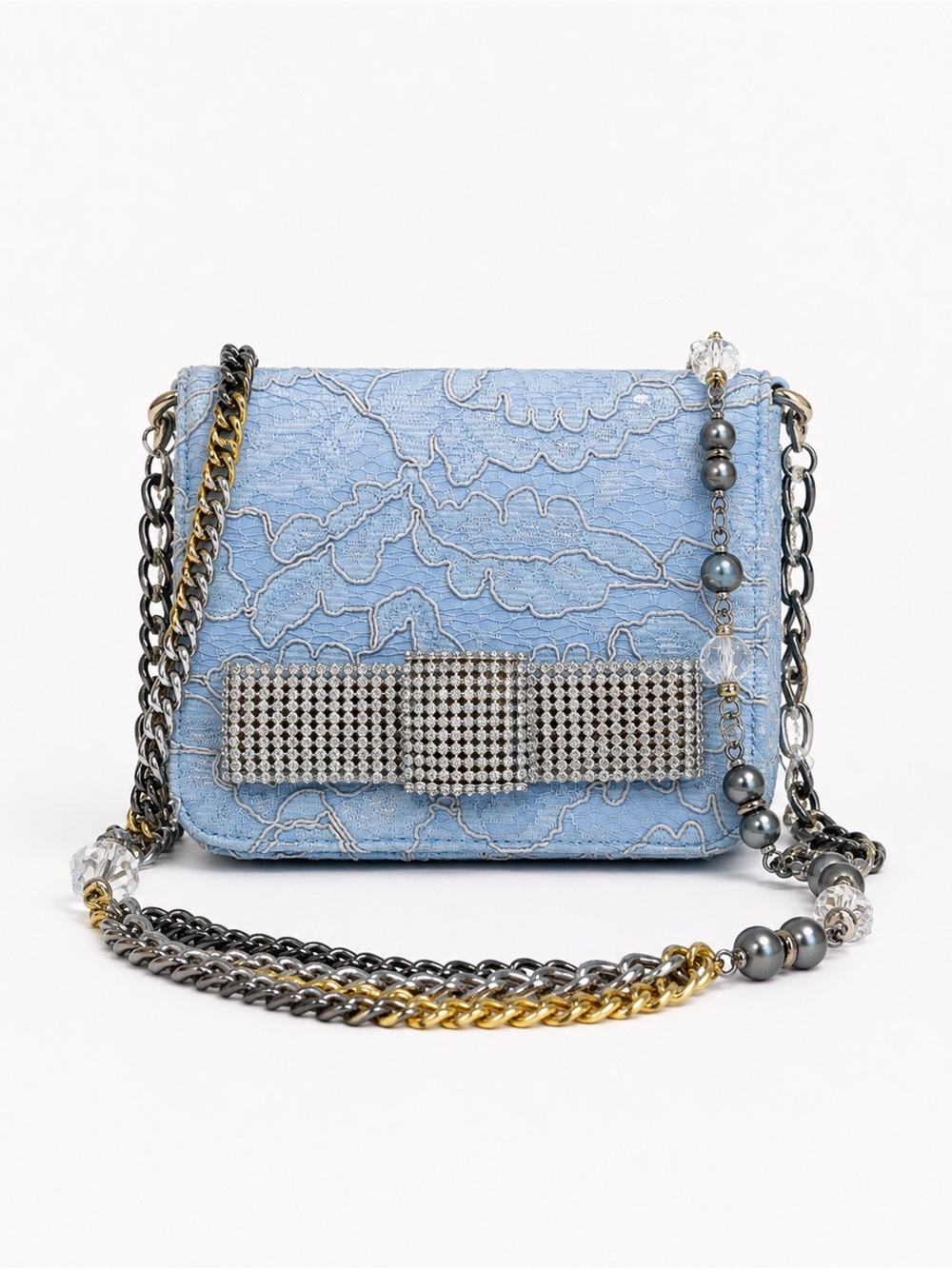 Dolce Gabbana Rare lace rhinestone evening shoulder bag